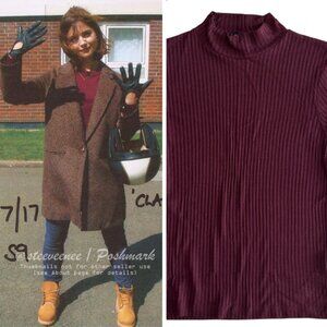 Topshop Burgundy Ribbed Long Sleeve Top ASO Clara Oswald
